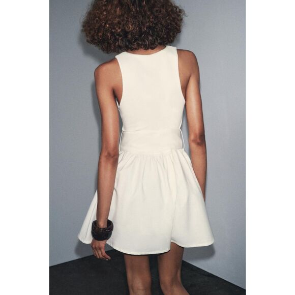 ZARA NWT COMBINATION TWILL BELTED DRESS - Picture 8 of 12